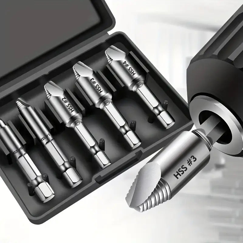 A set of 5 Damaged Screw Extractor Drill Bit
