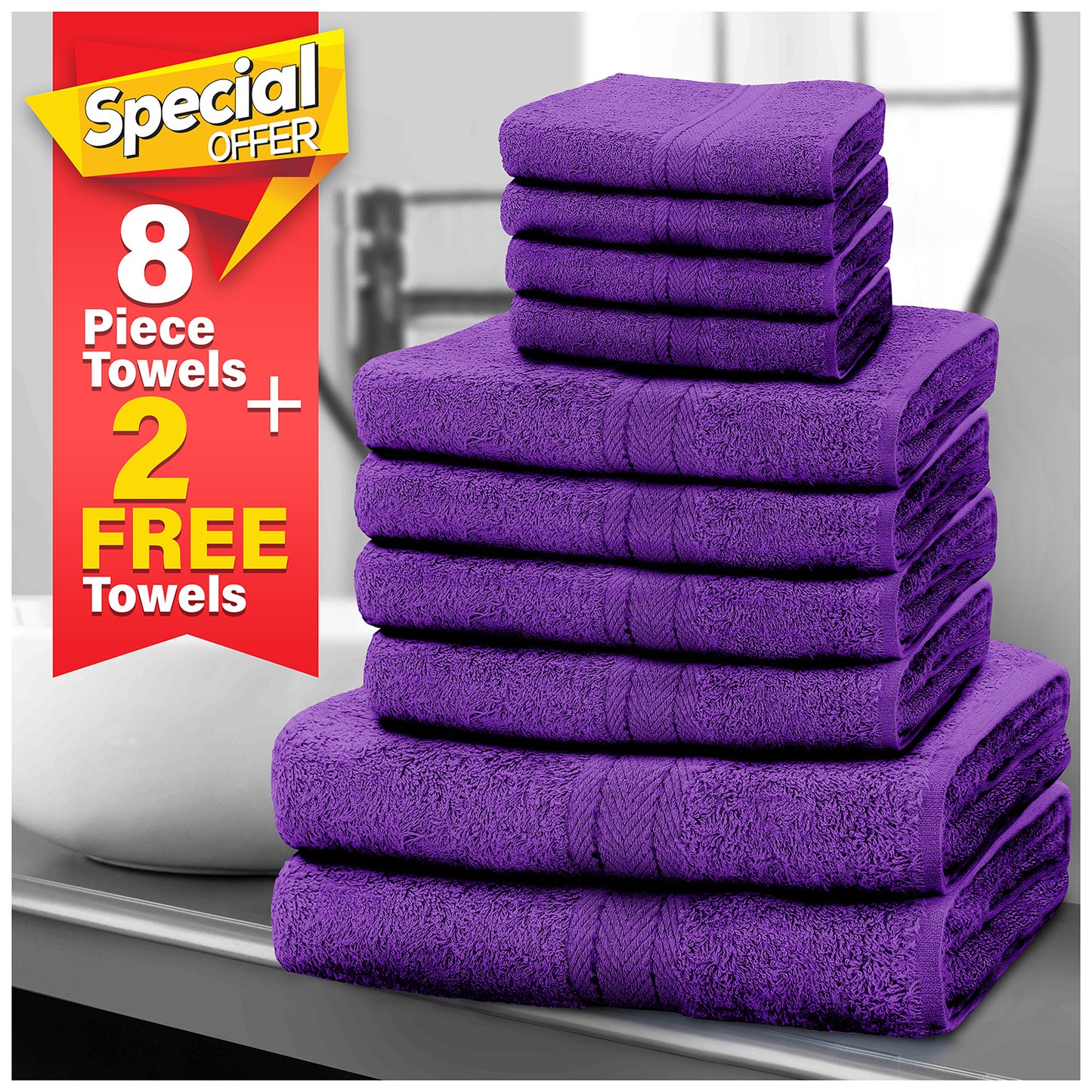8pcs Egyptian Cotton Towel Set