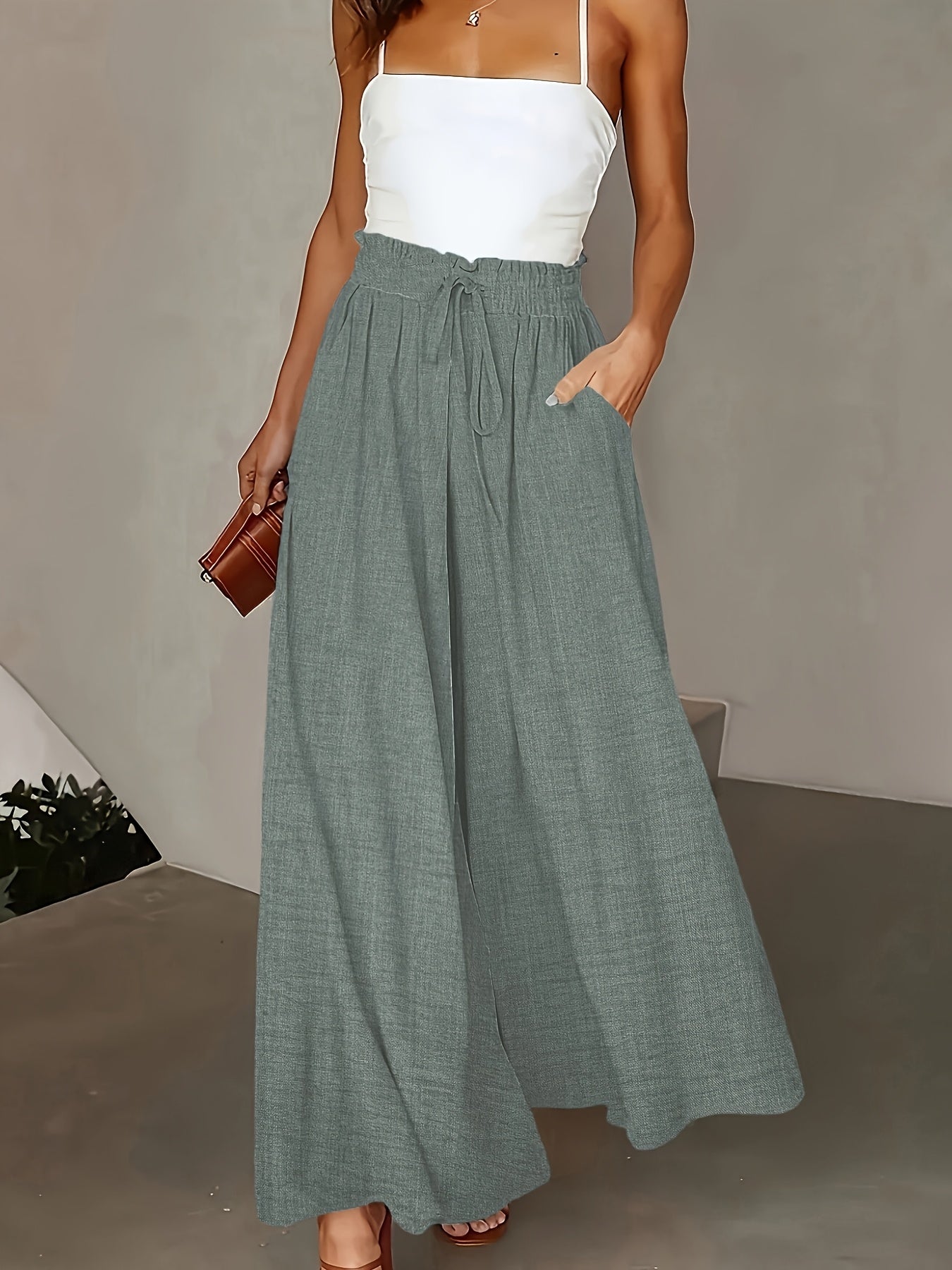 Women'S Elegant High-Waist Wide Leg Pants