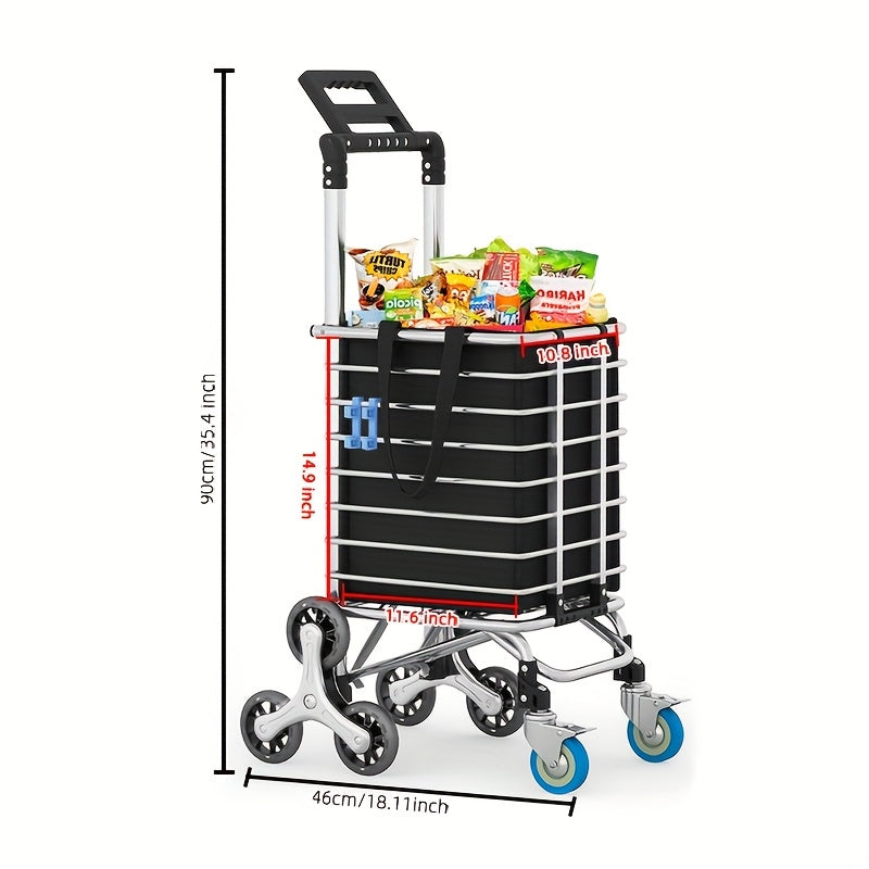 1pc Foldable 8-wheel Shopping Cart