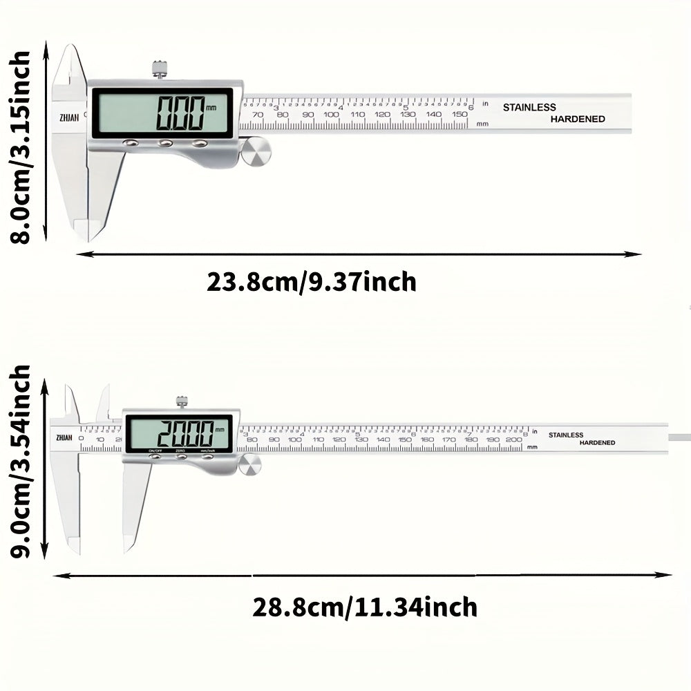 Digital caliper, stainless steel caliper measuring tool