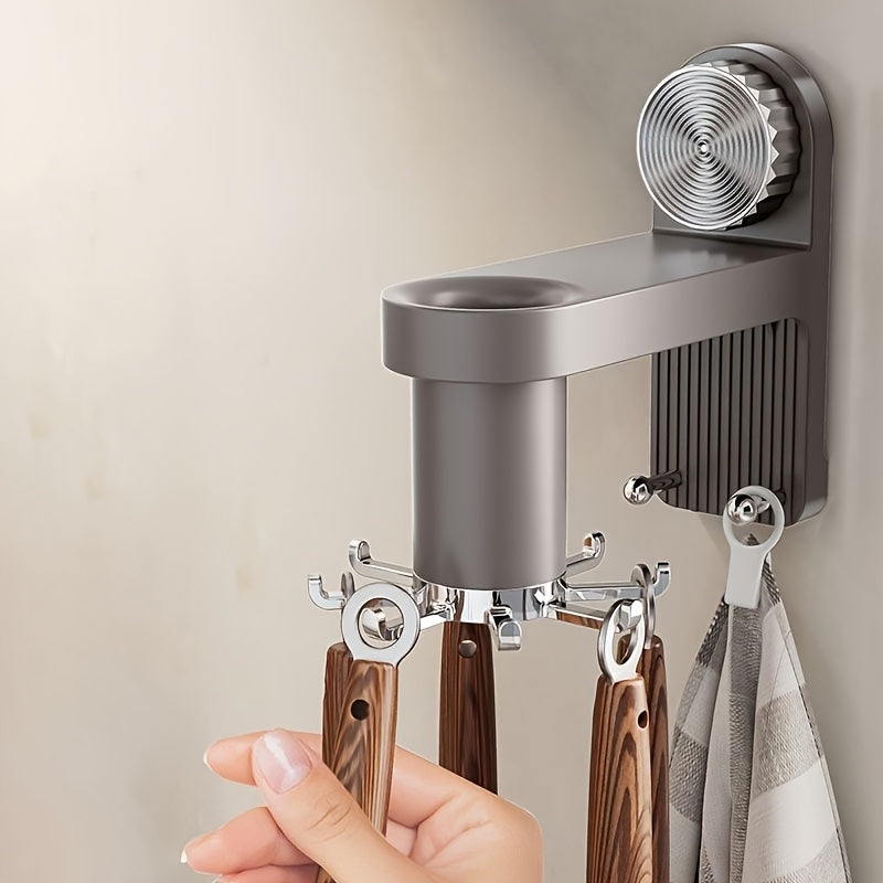 1-Pack Heavy-Duty Rotating Kitchen Hooks with No-Drill Installation