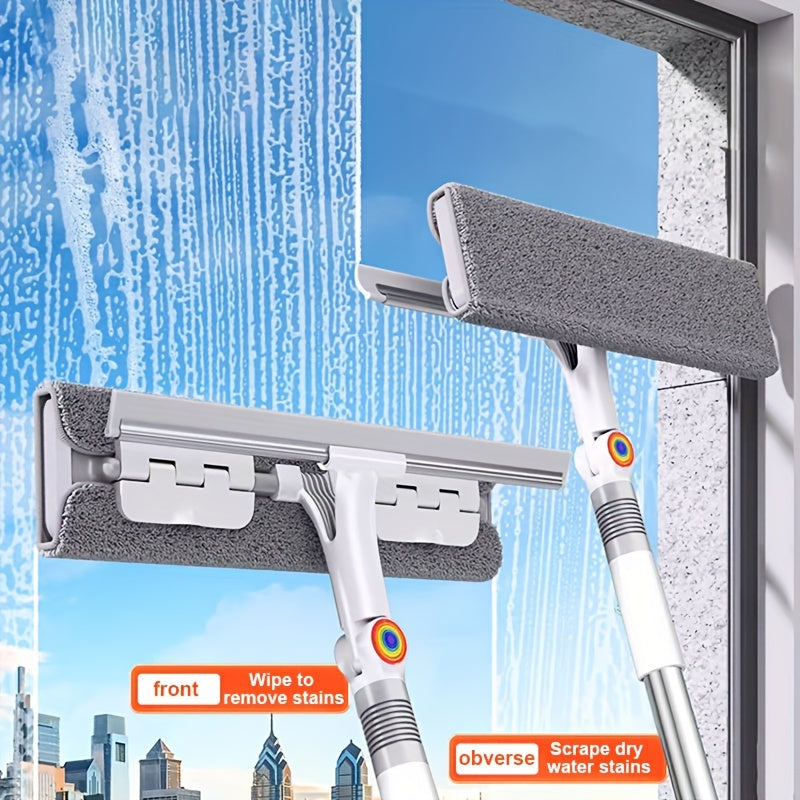 2-in-1 Glass Wiper, Multi-Functional Plastic & Stainless Steel Window Cleaning Tool