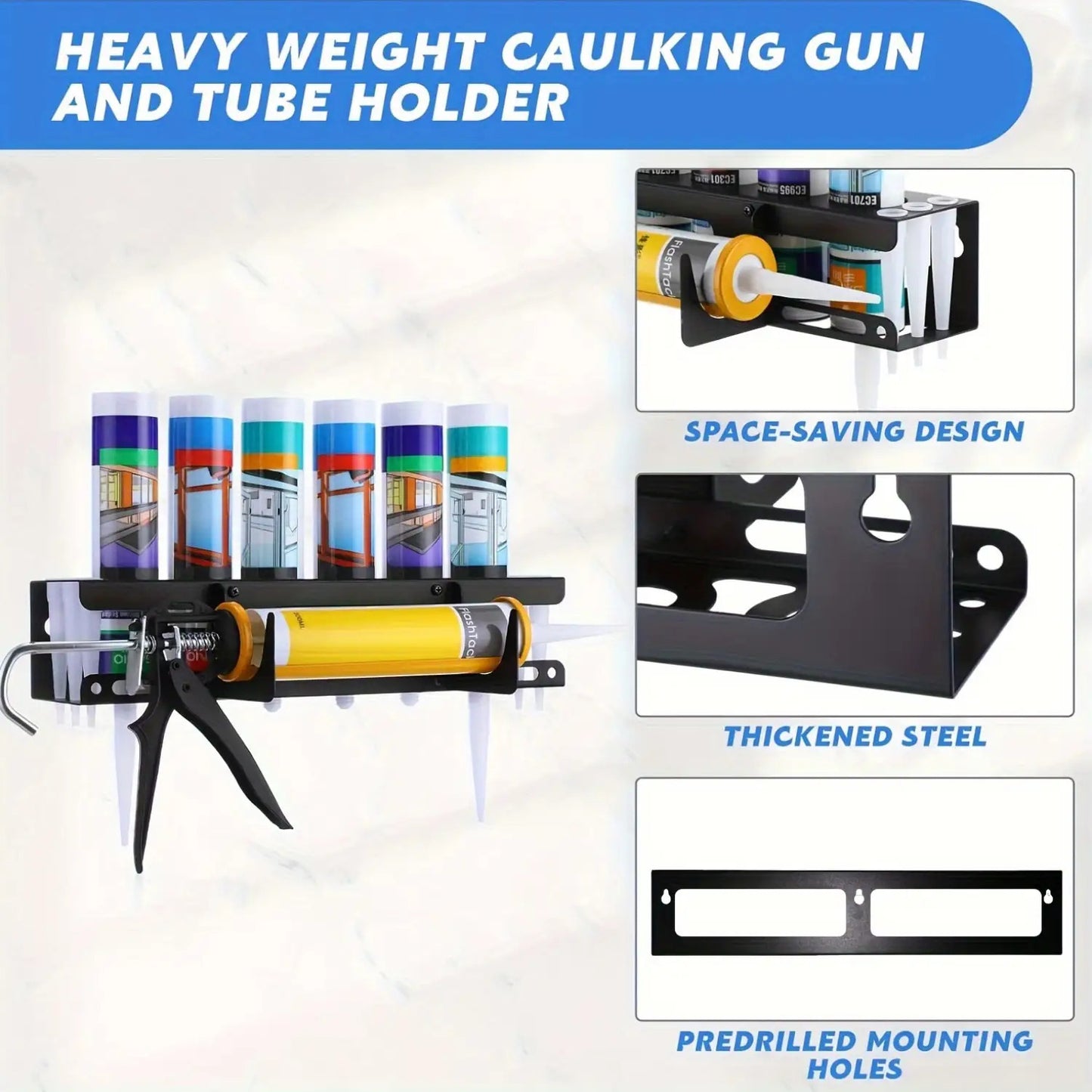 Wall-Mounted Caulking Gun Storage Rack & Sealant Tube Holder