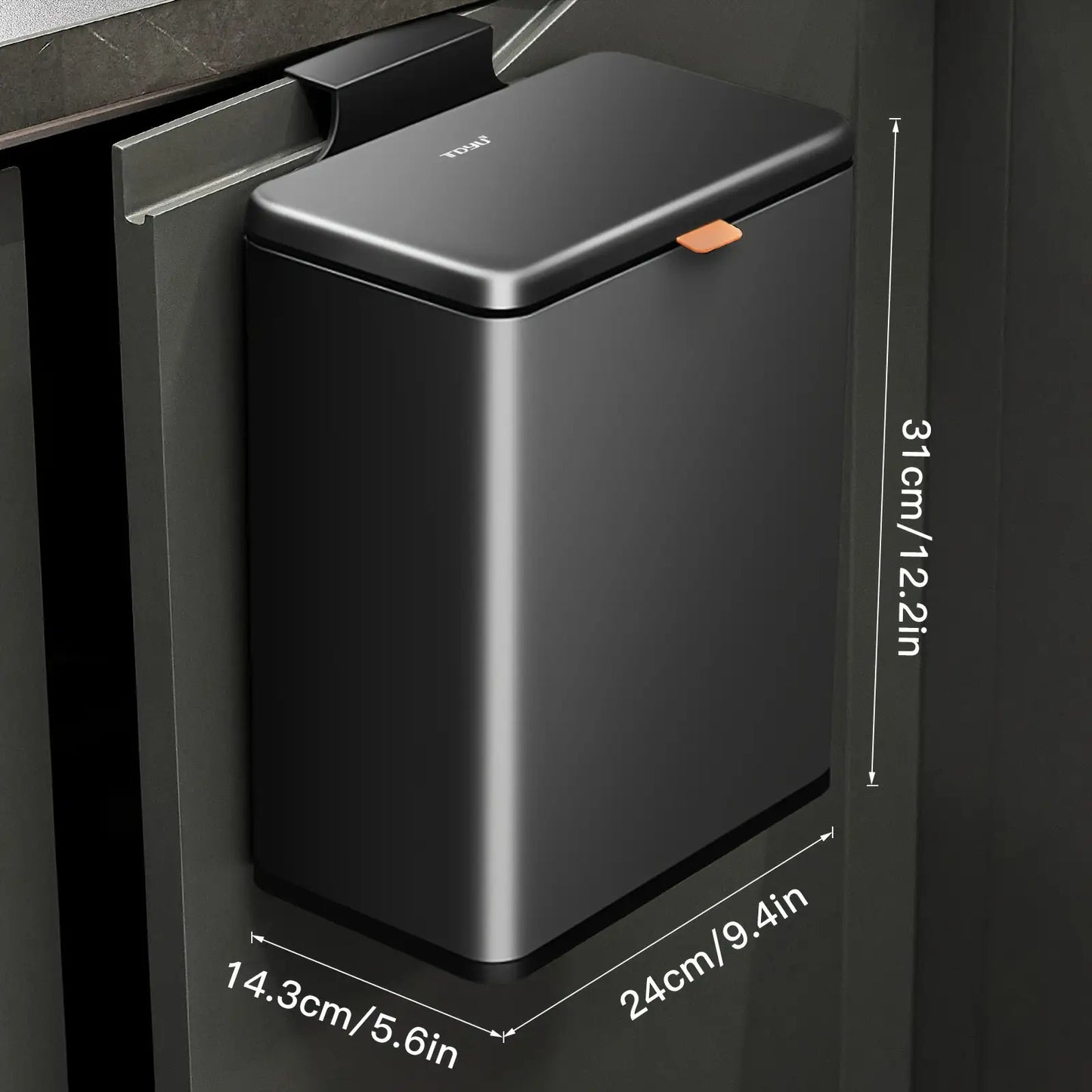 1pc Stainless Steel Rectangular Hanging Kitchen Can