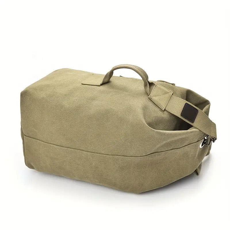 Large Capacity Adjustable Khaki Canvas Backpack for Men