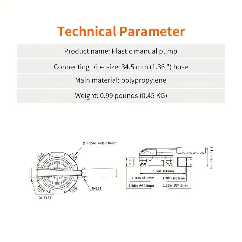 1pc Black & Red Diaphragm Type Manual Pump