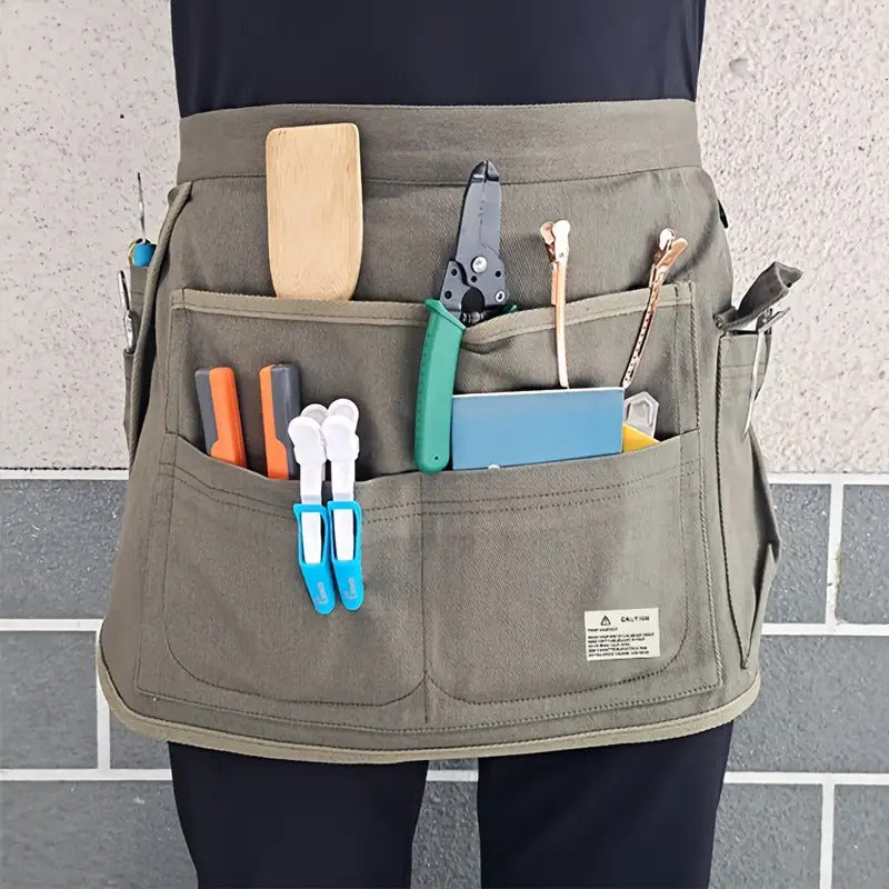 Versatile Half-Length Tool Apron for Barbers with Multiple Pockets
