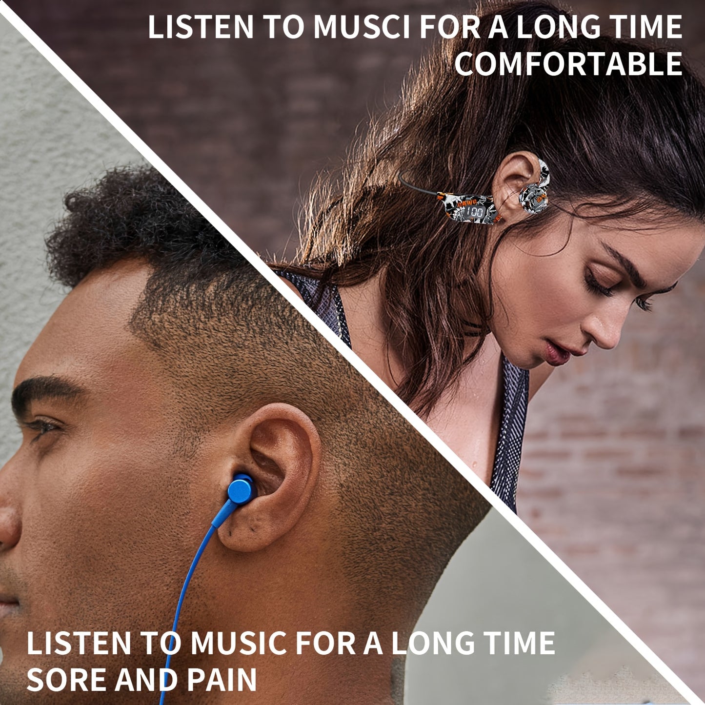 Wireless Bone Conduction Headphones with Microphone