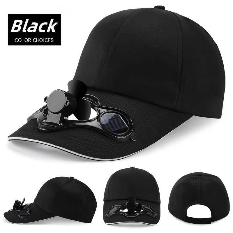 Solar-Powered Cooling Baseball Cap with Built-In Fan