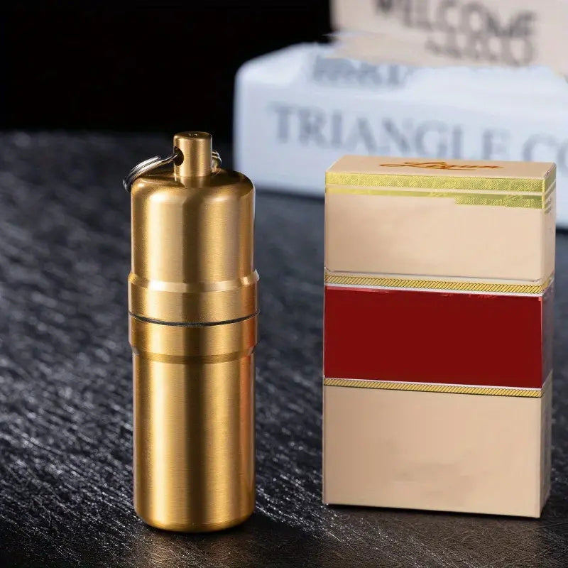 1pc Sleek Brass-Toned Waterproof Metal Cigarette Case