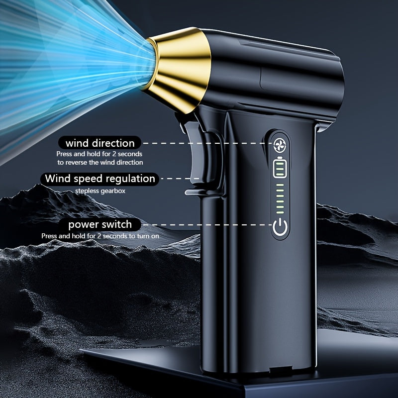 130, 000 RPM Turbo Handheld Fan - Portable Rechargeable Cooling Blower