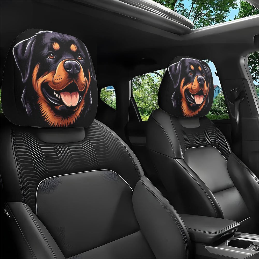 Rottweiler Realistic Print Car Headrest Covers