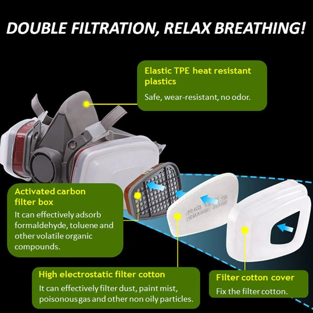 6200 Type Gas Mask with Replaceable Filter Pad