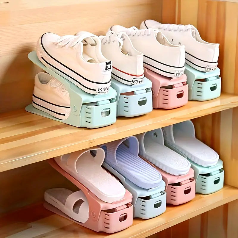 10pcs Adjustable Plastic Shoe Racks