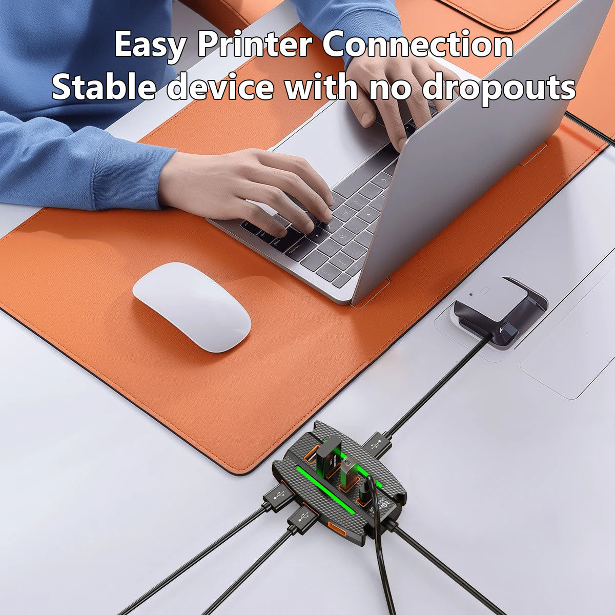 1pc High-Speed 10-Port USB 2.0 Hub with RGB Lights