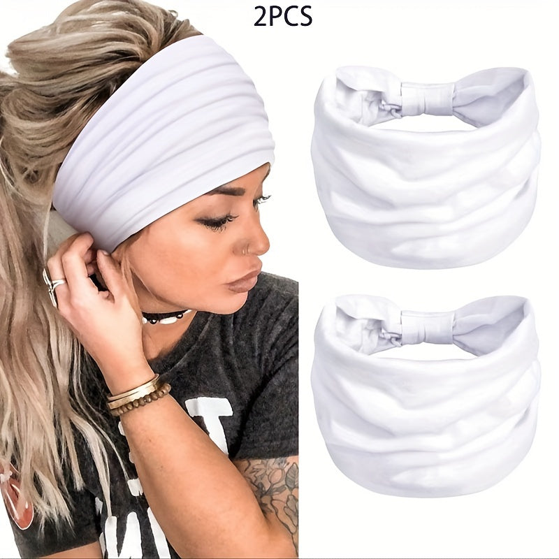 2-Piece Stylish Women's Non-Slip Woven Wide Headband