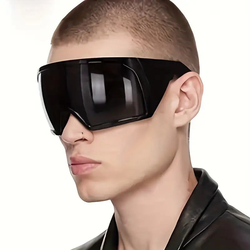 Retro Futuristic Oversized Men's Wrap-Around Fashion Glasses