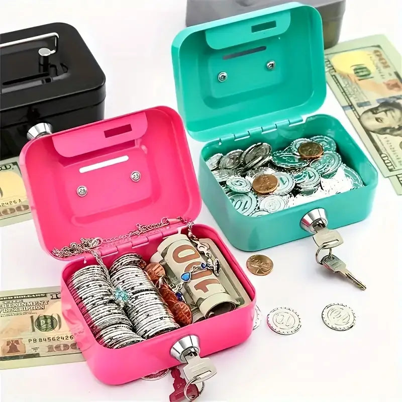 1pc Sturdy Iron Metal Keylock Storage Box