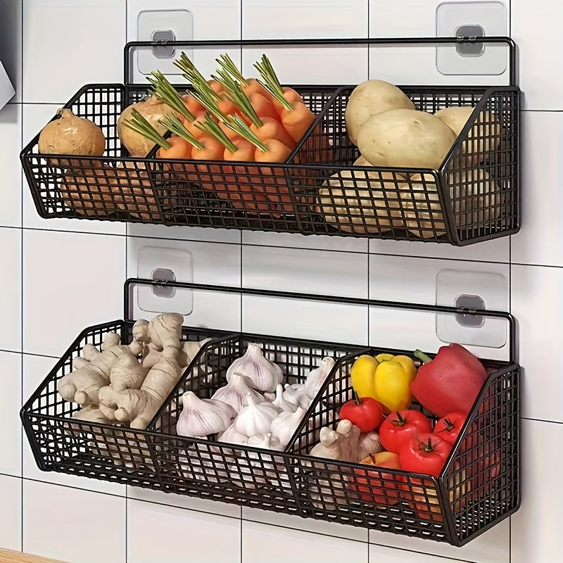 Wall-Mounted Kitchen Storage Basket – No-Drill