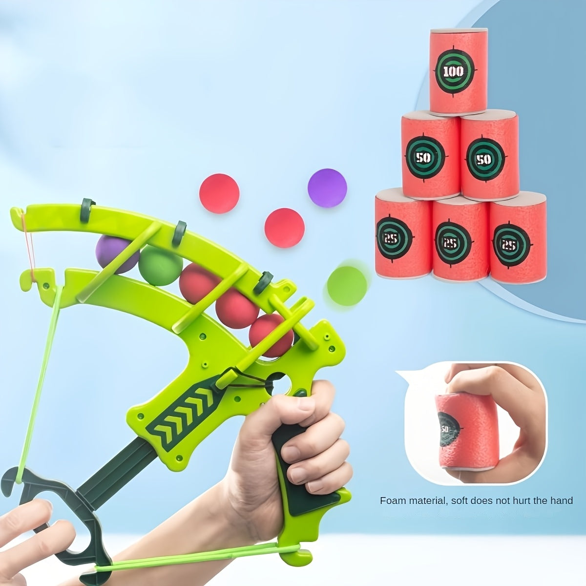 12pcs Blue and Green Interactive Archery Game Set with Colored Balls