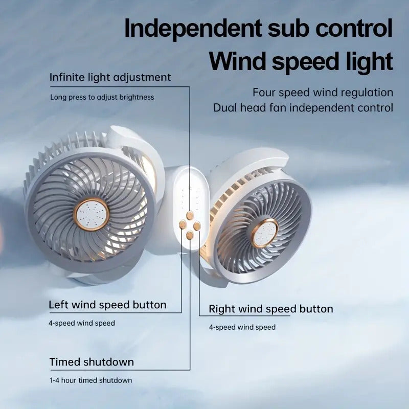 Rechargeable Night Light Double-Head Fan