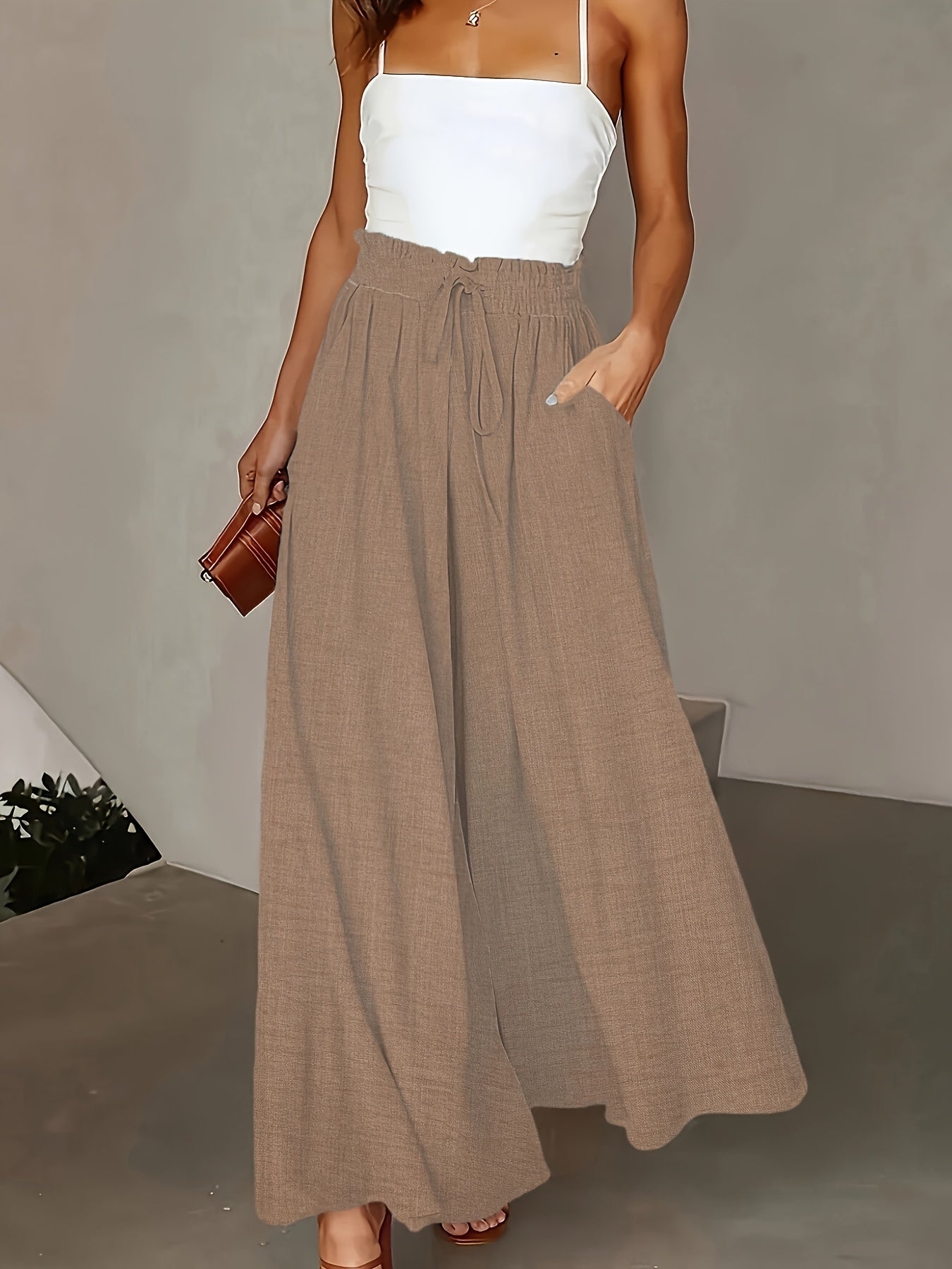 Women'S Elegant High-Waist Wide Leg Pants