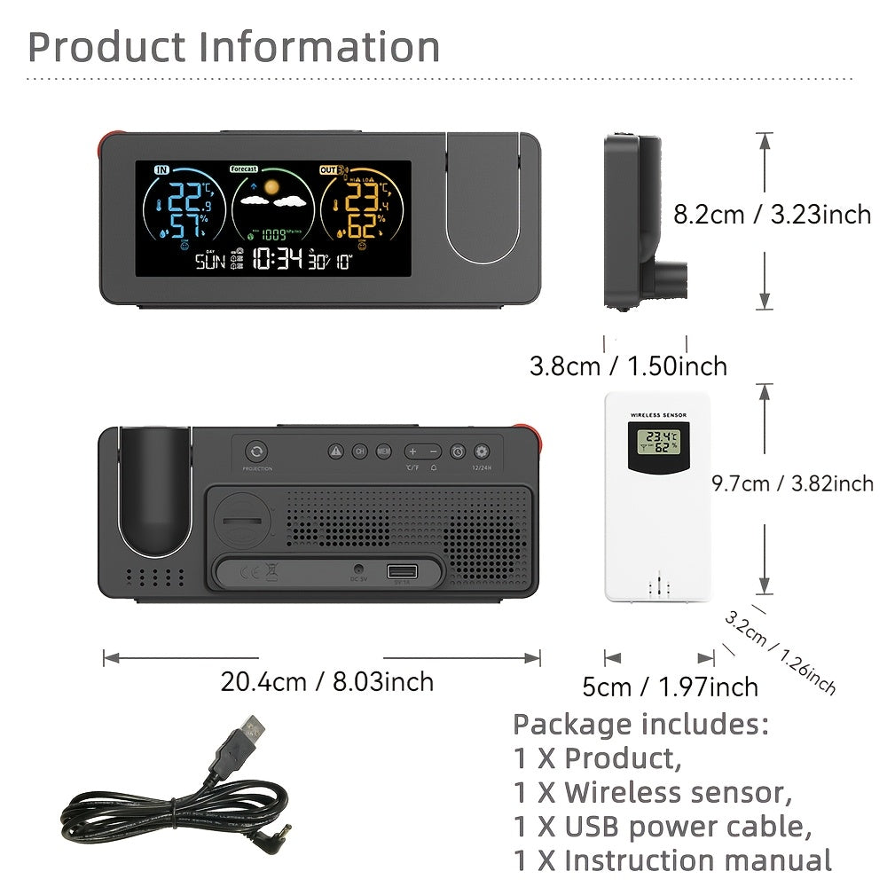 Multifunctional Electronic Projection Clock with Weather Station
