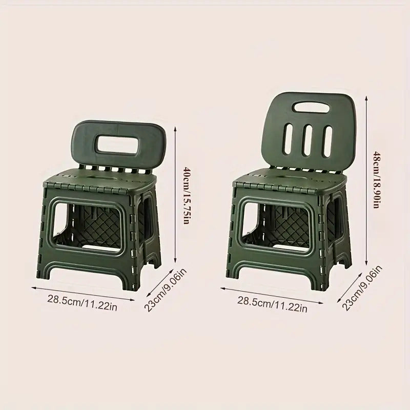 Durable Portable Foldable Plastic Stool with Backrest