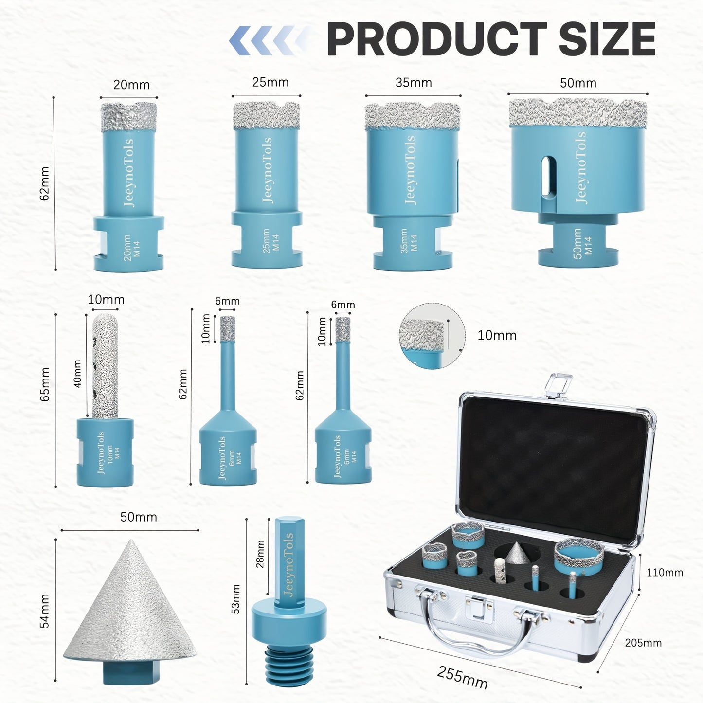 9pcs Diamond Tile Drill Bits Set