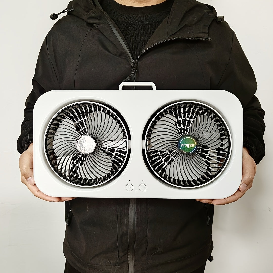 Rechargeable Dual Head Portable Table Fan