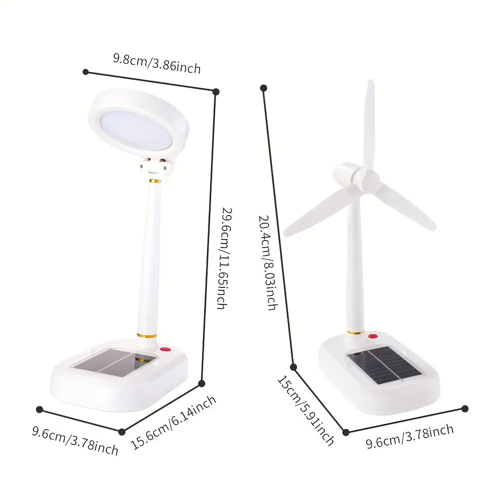 Portable Solar Powered USB Rechargeable Fan & LED Table Lamp