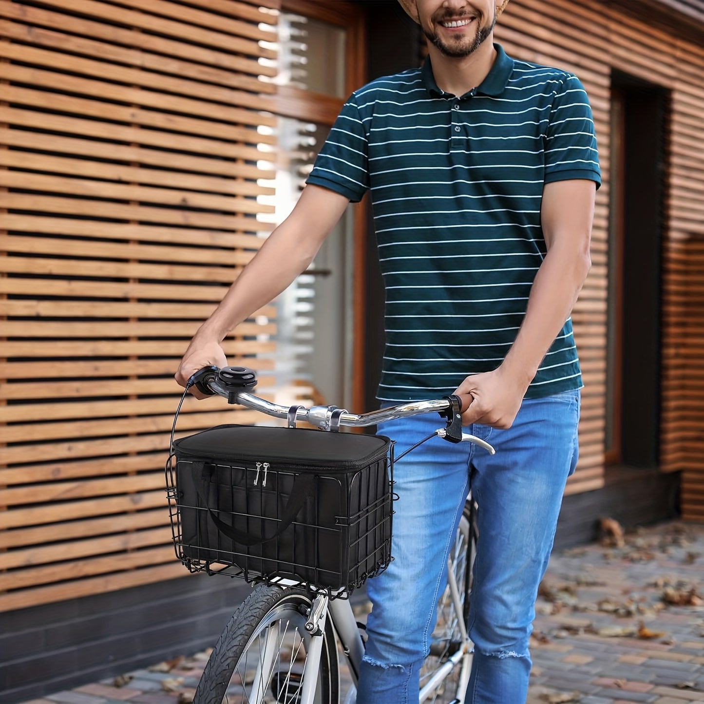 Foldable Bicycle Front Basket with Black Padded Liner