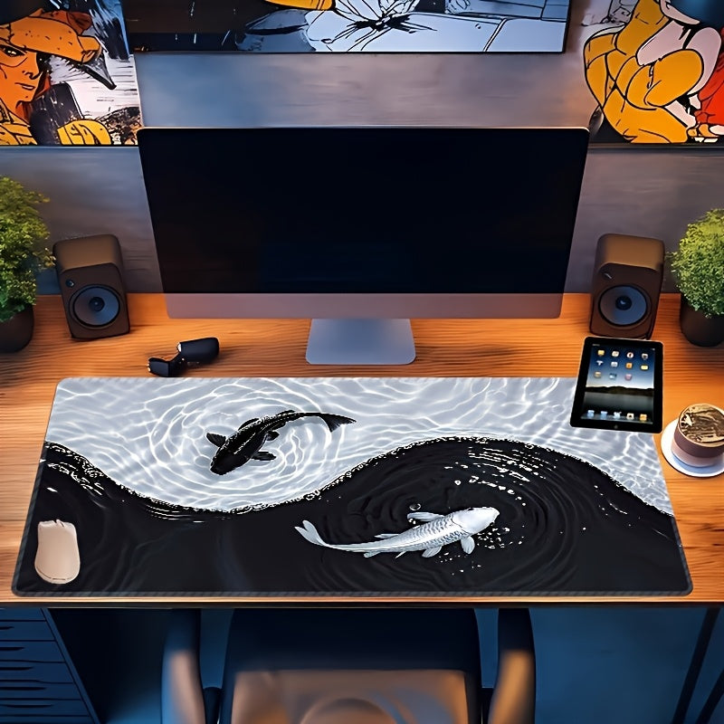 Stylish Black & White Waterproof Gaming Mouse Pad