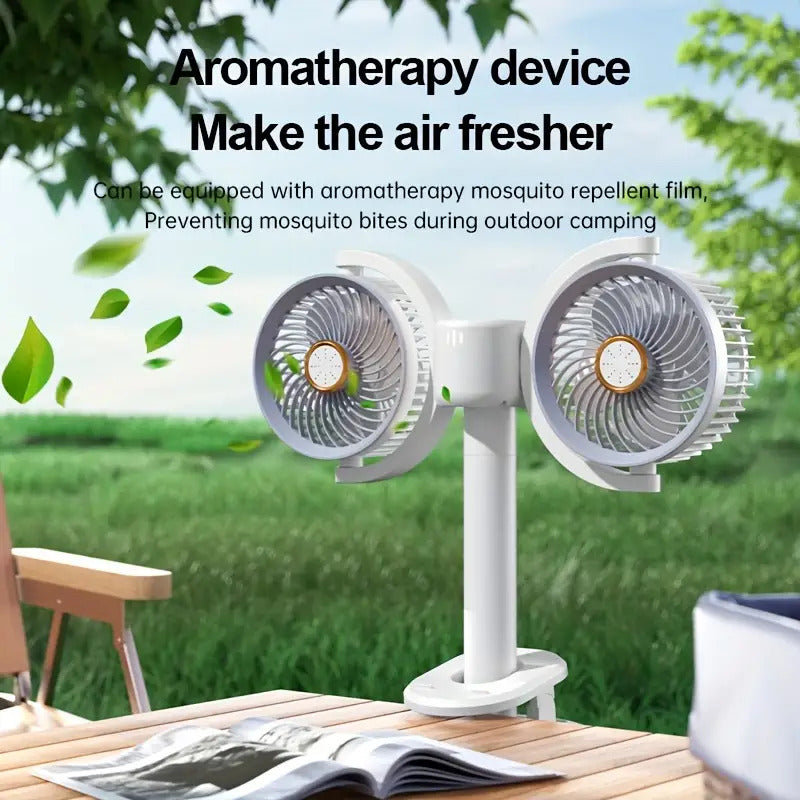 Rechargeable Night Light Double-Head Fan