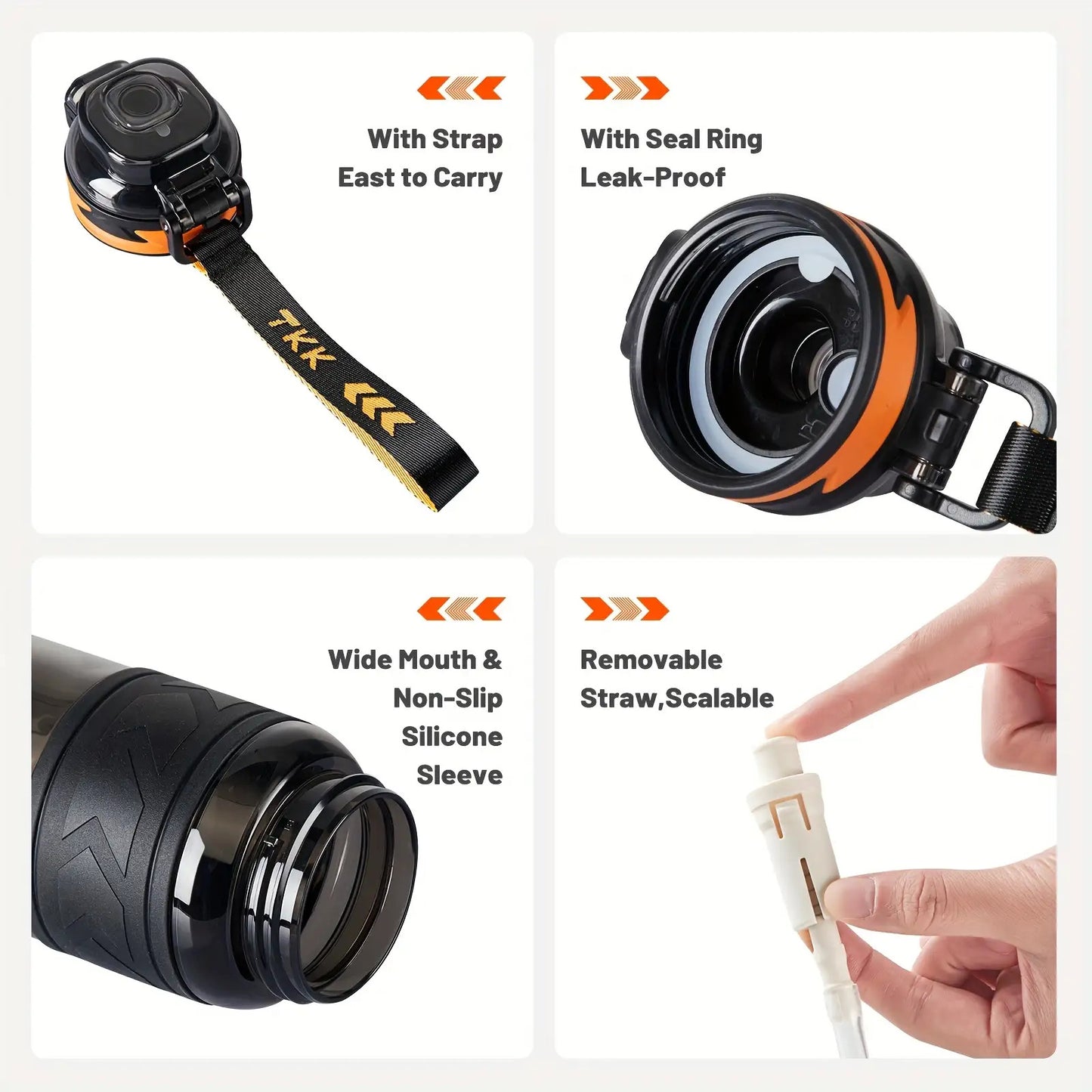 Portable Water Bottle with Straw Lid Straw Filter