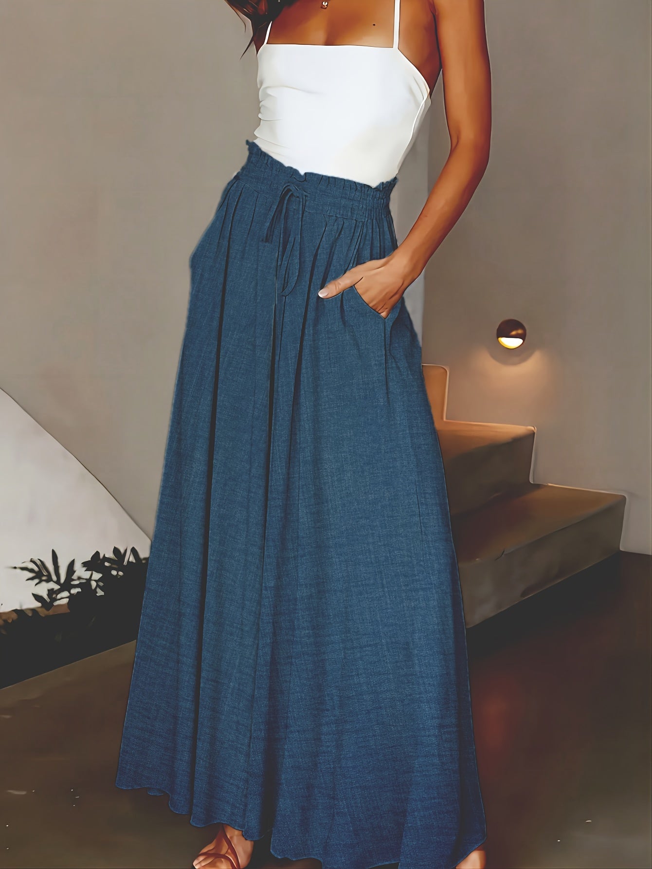 Women'S Elegant High-Waist Wide Leg Pants