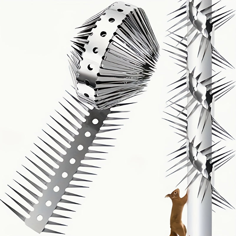 1 Roll Stainless Steel Anti-Climb Spikes - Heavy-Duty Rust-Resistant Barbed Wire