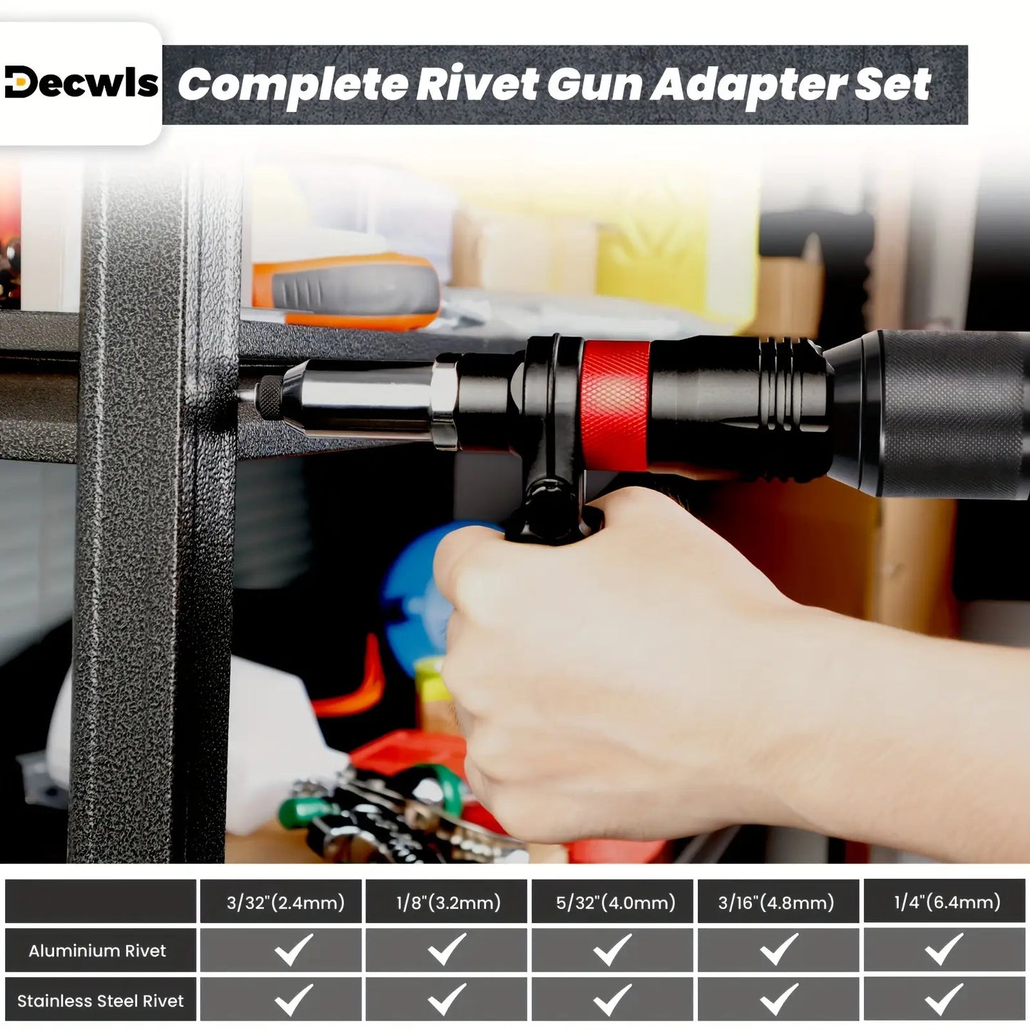 1Set Professional Rivet Gun Adapter Kit