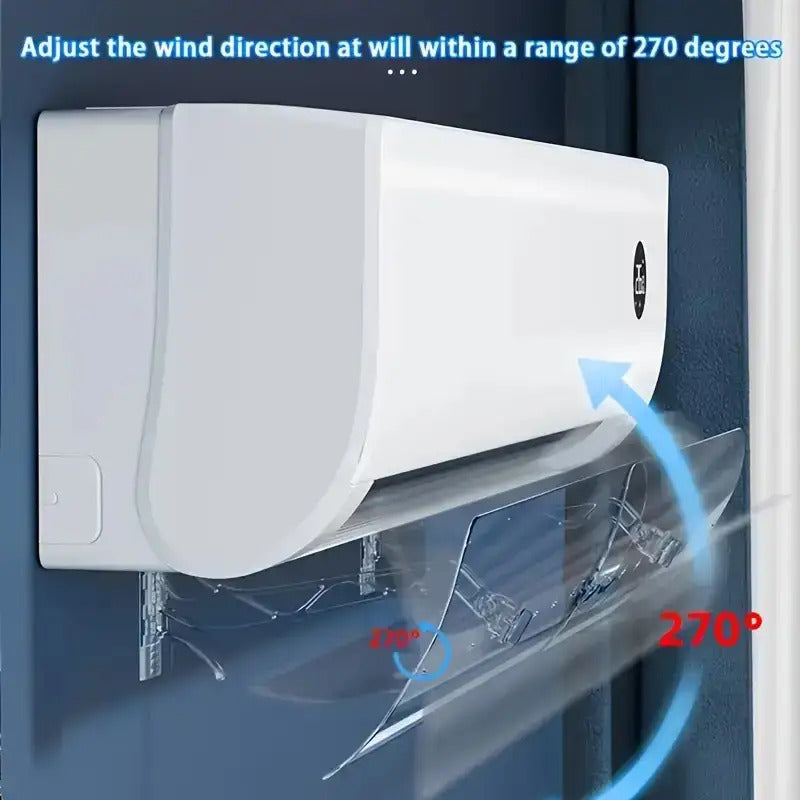 Retractable wall-mounted transparent air conditioner wind shield free of installation