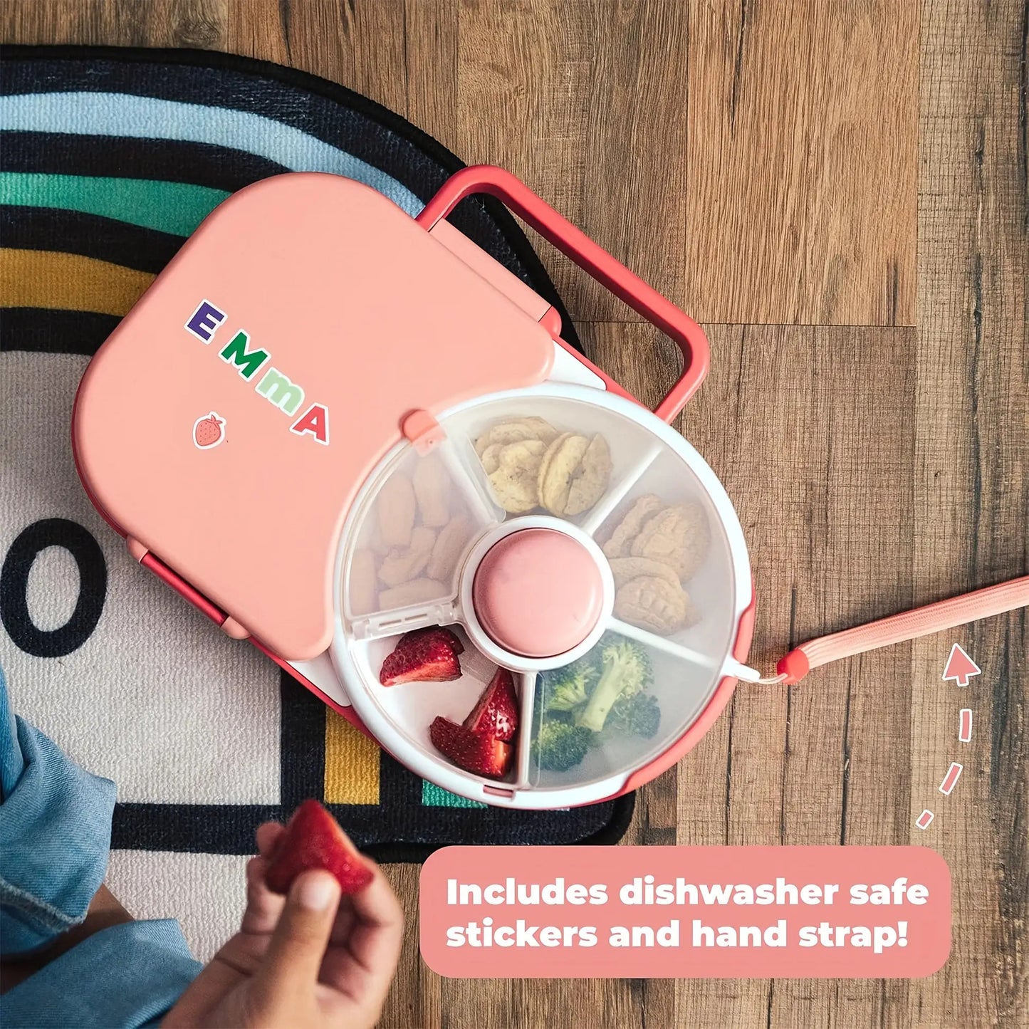 1pc Portable Tote Bag Rotating Lunch Box