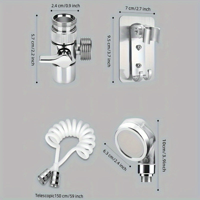 1 Set Modern Metal Handheld Shower with Hose