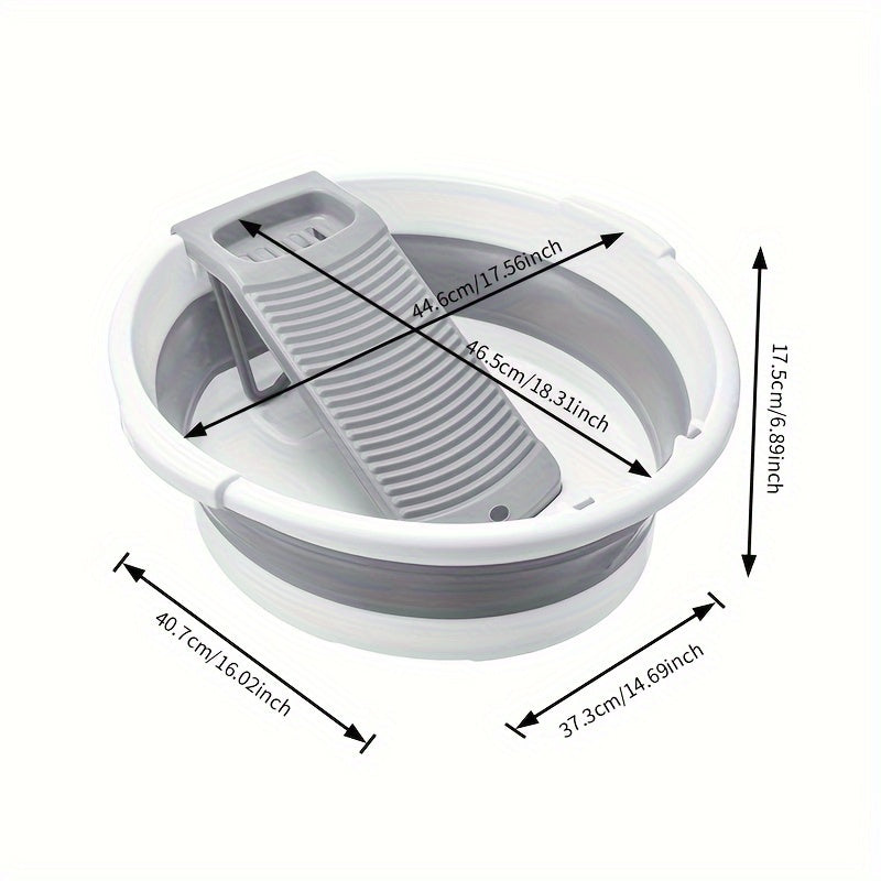 Set of 1 Classic Round Plastic Laundry Tub with Washboard
