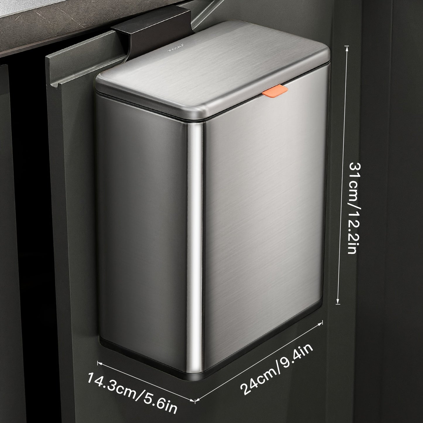 1pc Stainless Steel Rectangular Hanging Kitchen Can