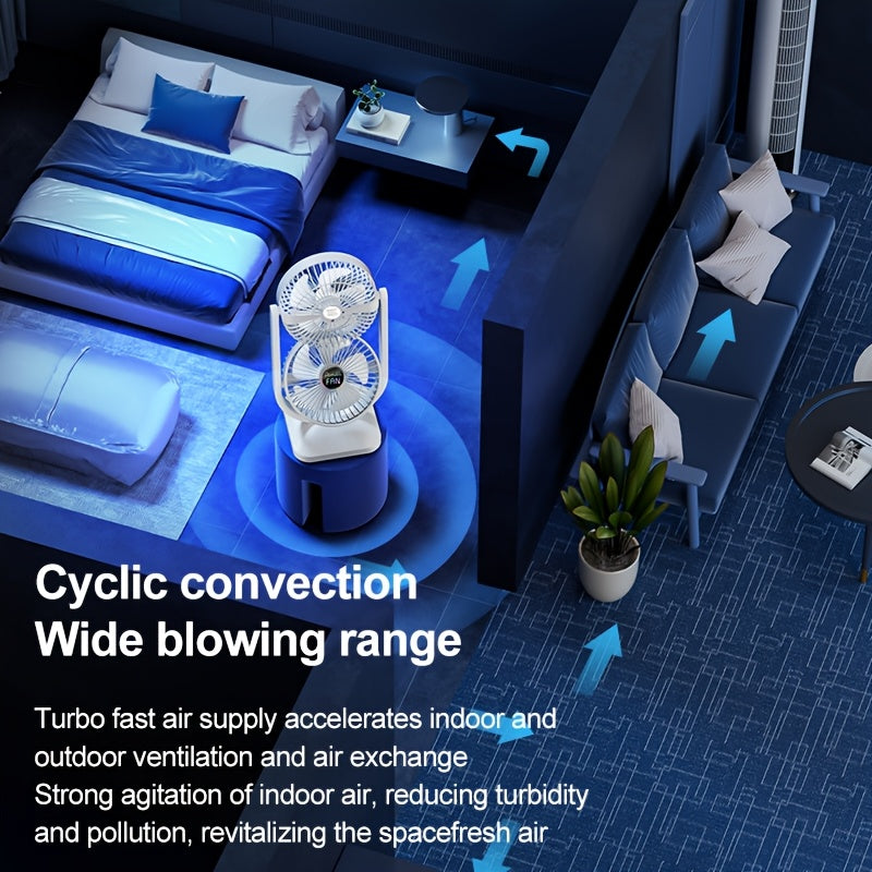 powerful dual-head fan, suitable for outdoor camping