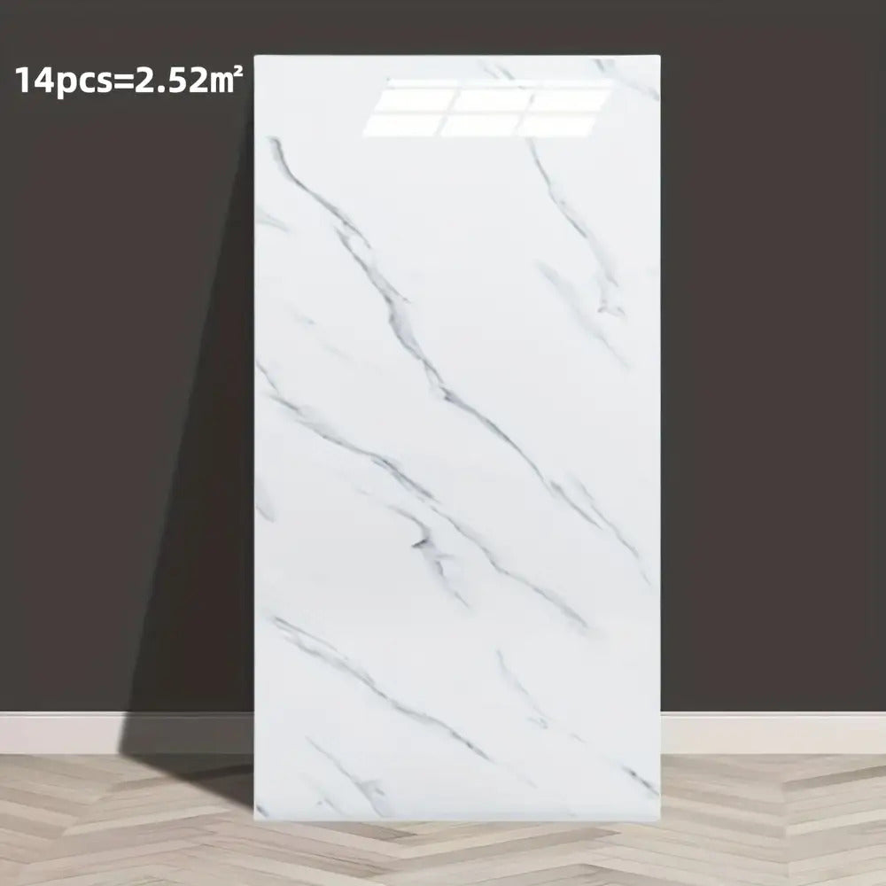 14pcs Glam Style Marble Pattern Wall Stickers