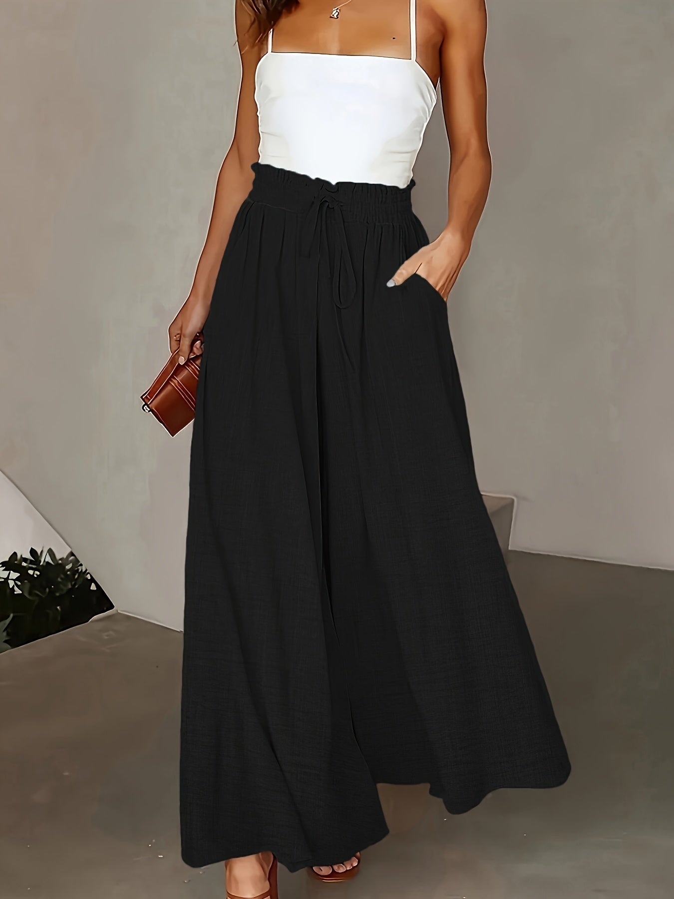 Women'S Elegant High-Waist Wide Leg Pants