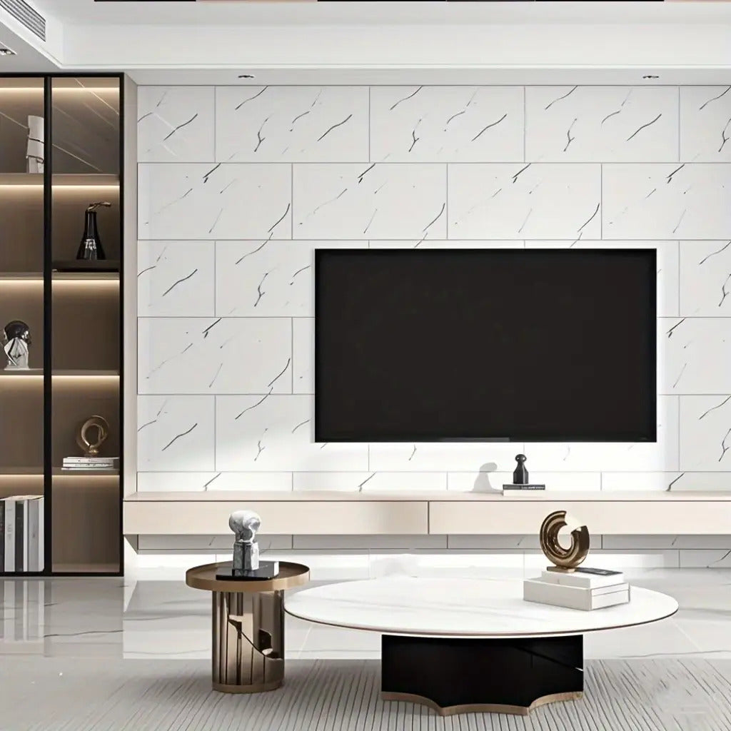 14pcs Glam Style Marble Pattern Wall Stickers