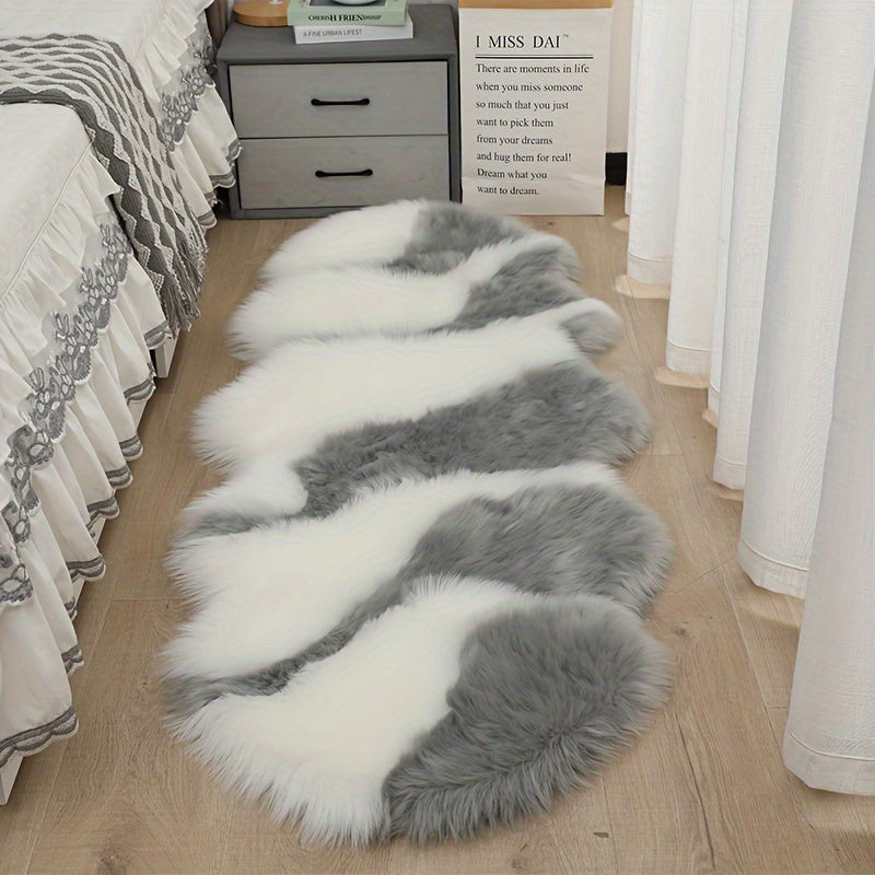 Medium Pile Lightweight Fluffy Polyester Area Rug with Suede Backing
