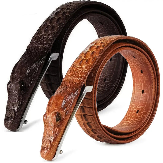 1-Pack Men'S Crocodile Pattern Design Belt